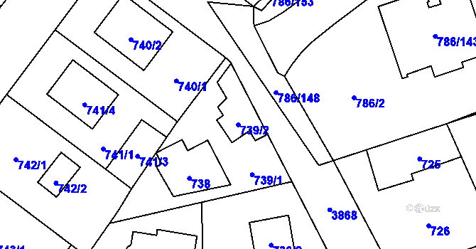 Parcela st. 739/2 v KÚ Horní Počernice, Katastrální mapa