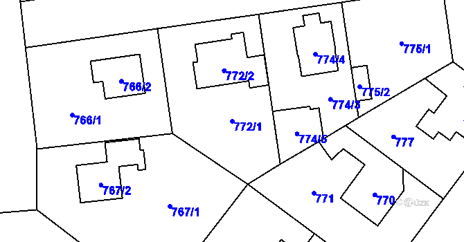Parcela st. 772/1 v KÚ Horní Počernice, Katastrální mapa