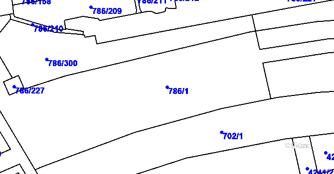 Parcela st. 786/1 v KÚ Horní Počernice, Katastrální mapa