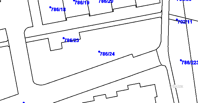 Parcela st. 786/24 v KÚ Horní Počernice, Katastrální mapa