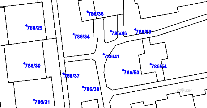 Parcela st. 786/41 v KÚ Horní Počernice, Katastrální mapa