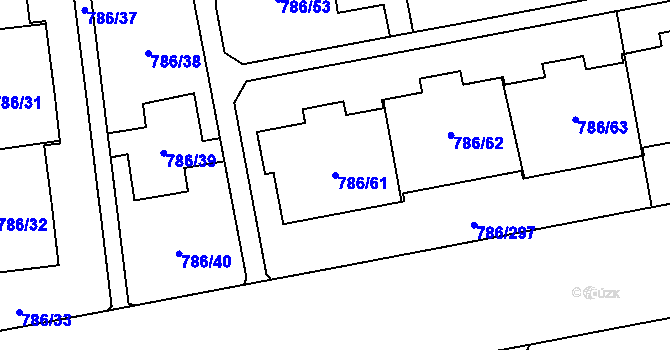 Parcela st. 786/61 v KÚ Horní Počernice, Katastrální mapa