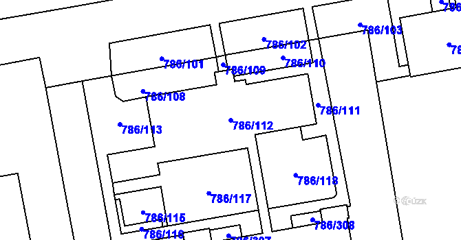Parcela st. 786/112 v KÚ Horní Počernice, Katastrální mapa