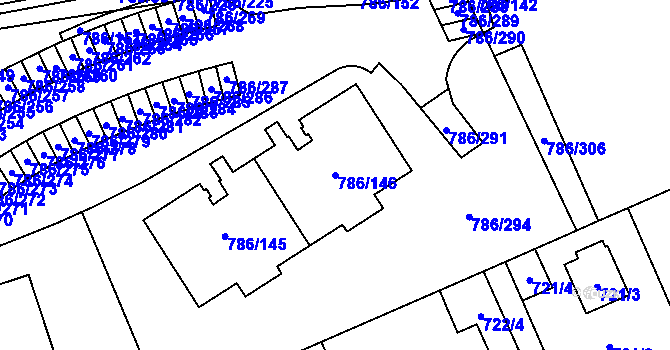Parcela st. 786/146 v KÚ Horní Počernice, Katastrální mapa