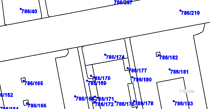 Parcela st. 786/174 v KÚ Horní Počernice, Katastrální mapa