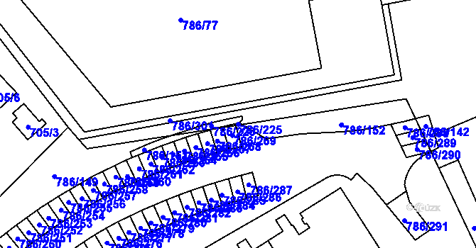 Parcela st. 786/225 v KÚ Horní Počernice, Katastrální mapa