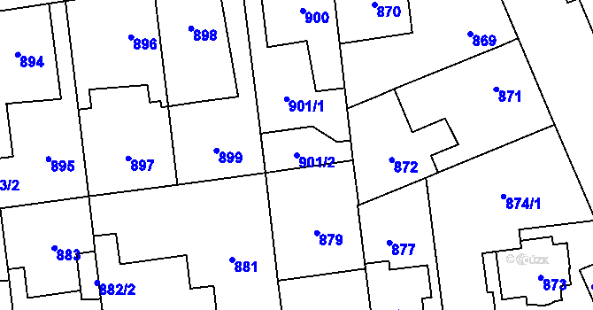 Parcela st. 901/2 v KÚ Horní Počernice, Katastrální mapa