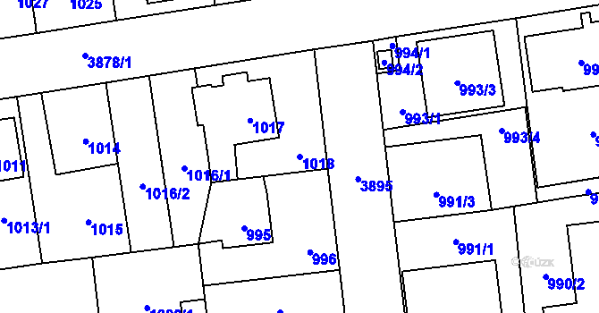 Parcela st. 1018 v KÚ Horní Počernice, Katastrální mapa