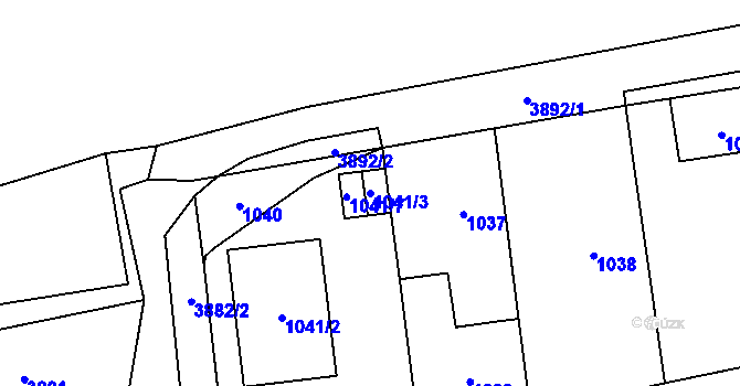 Parcela st. 1041/3 v KÚ Horní Počernice, Katastrální mapa
