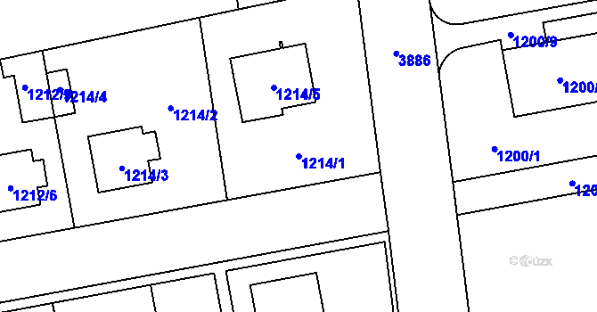 Parcela st. 1214/1 v KÚ Horní Počernice, Katastrální mapa