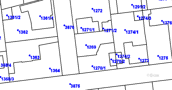 Parcela st. 1269 v KÚ Horní Počernice, Katastrální mapa