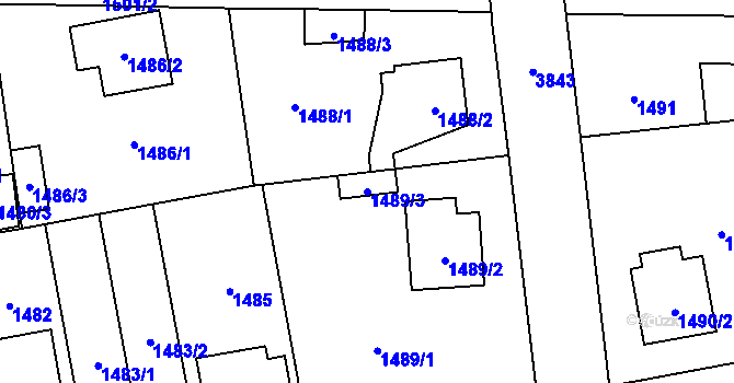 Parcela st. 1489/3 v KÚ Horní Počernice, Katastrální mapa