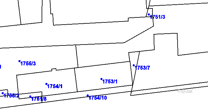 Parcela st. 1753/2 v KÚ Horní Počernice, Katastrální mapa