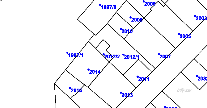 Parcela st. 2012/2 v KÚ Horní Počernice, Katastrální mapa