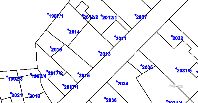 Parcela st. 2013 v KÚ Horní Počernice, Katastrální mapa