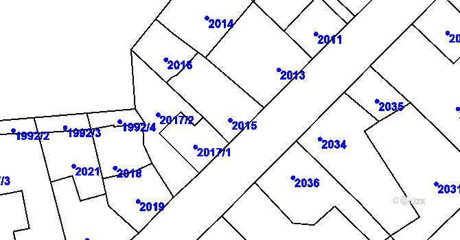 Parcela st. 2015 v KÚ Horní Počernice, Katastrální mapa
