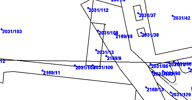 Parcela st. 2031/13 v KÚ Horní Počernice, Katastrální mapa