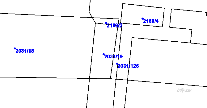 Parcela st. 2031/19 v KÚ Horní Počernice, Katastrální mapa