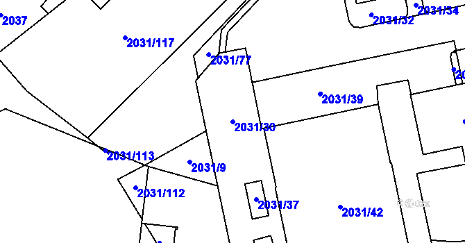 Parcela st. 2031/30 v KÚ Horní Počernice, Katastrální mapa