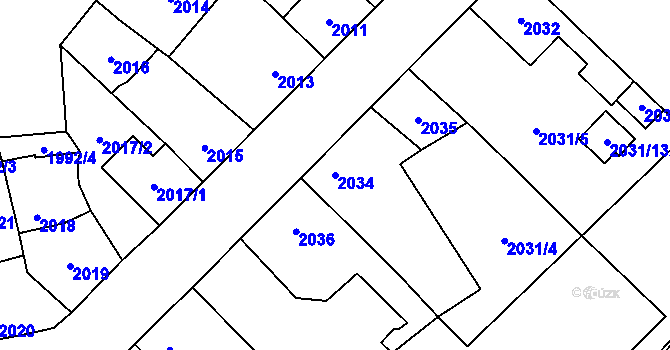 Parcela st. 2034 v KÚ Horní Počernice, Katastrální mapa