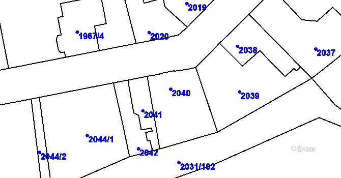 Parcela st. 2040 v KÚ Horní Počernice, Katastrální mapa