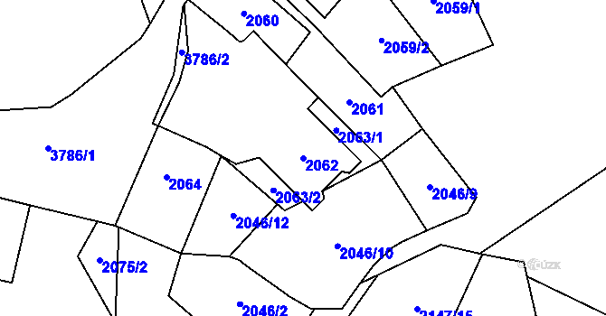Parcela st. 2062 v KÚ Horní Počernice, Katastrální mapa