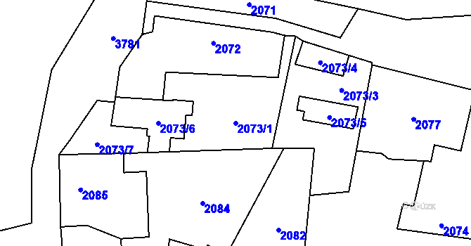 Parcela st. 2073/1 v KÚ Horní Počernice, Katastrální mapa