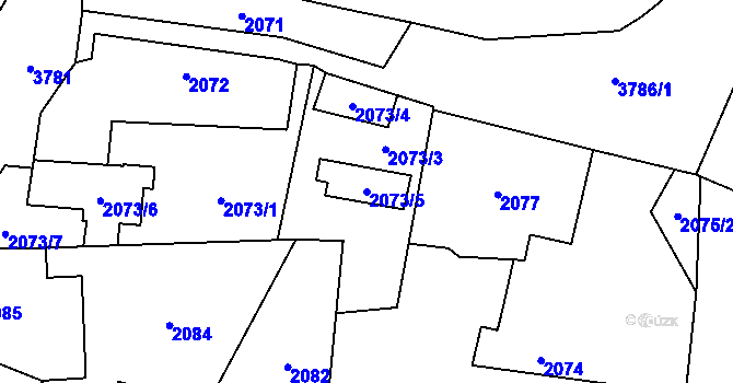 Parcela st. 2073/5 v KÚ Horní Počernice, Katastrální mapa