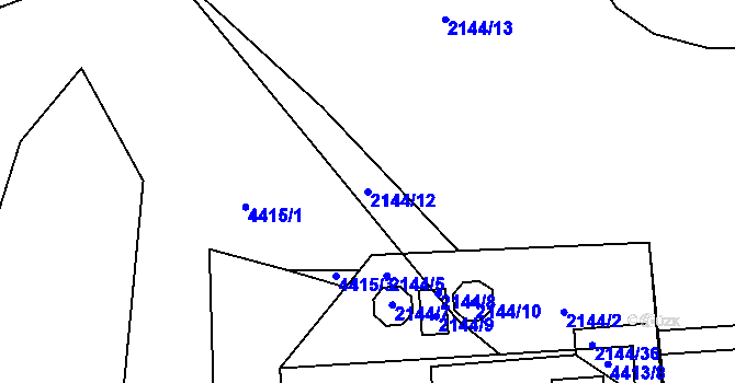 Parcela st. 2144/12 v KÚ Horní Počernice, Katastrální mapa