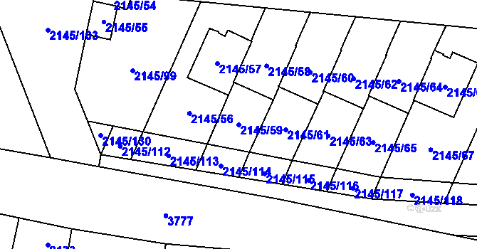 Parcela st. 2145/59 v KÚ Horní Počernice, Katastrální mapa