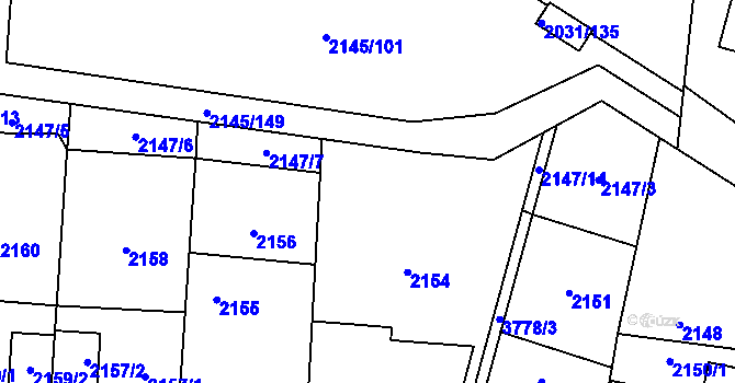 Parcela st. 2147/4 v KÚ Horní Počernice, Katastrální mapa