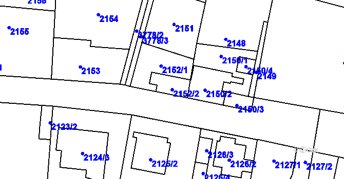 Parcela st. 2152/2 v KÚ Horní Počernice, Katastrální mapa