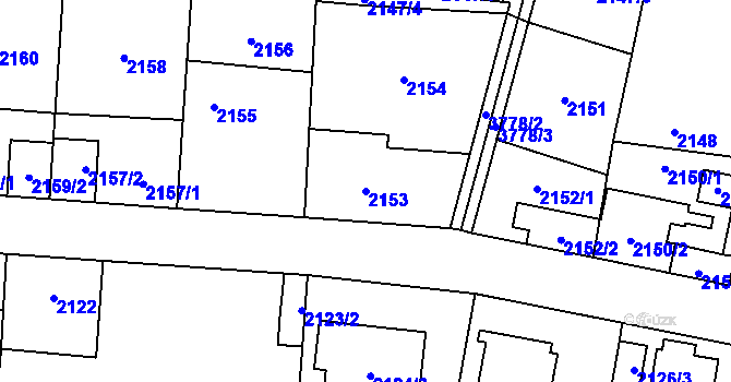 Parcela st. 2153 v KÚ Horní Počernice, Katastrální mapa