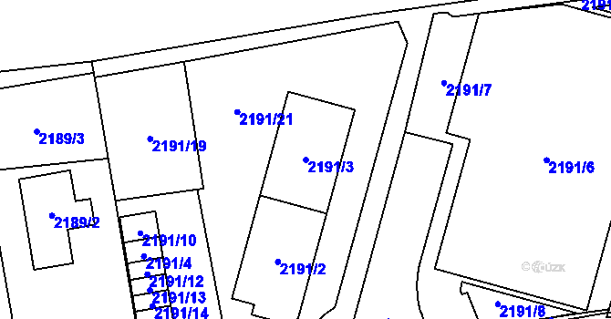 Parcela st. 2191/3 v KÚ Horní Počernice, Katastrální mapa