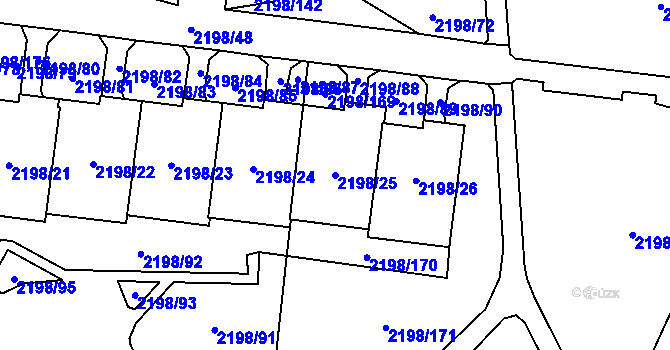Parcela st. 2198/25 v KÚ Horní Počernice, Katastrální mapa