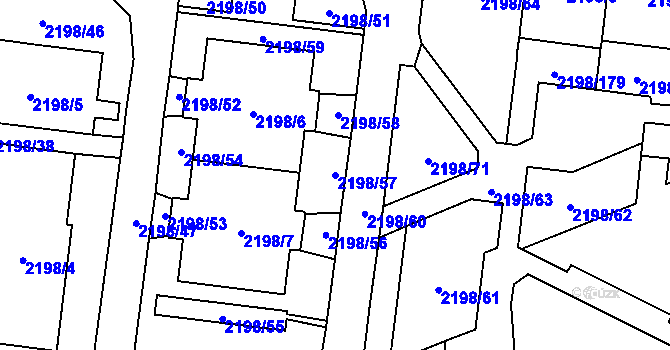 Parcela st. 2198/57 v KÚ Horní Počernice, Katastrální mapa