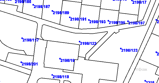 Parcela st. 2198/122 v KÚ Horní Počernice, Katastrální mapa