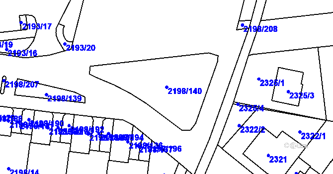 Parcela st. 2198/140 v KÚ Horní Počernice, Katastrální mapa
