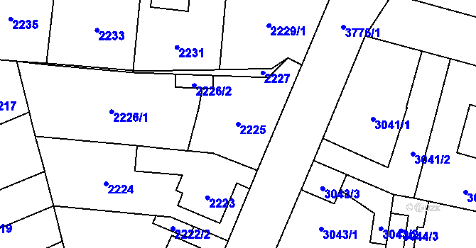 Parcela st. 2225 v KÚ Horní Počernice, Katastrální mapa