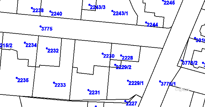 Parcela st. 2230 v KÚ Horní Počernice, Katastrální mapa