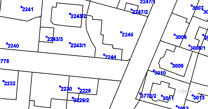 Parcela st. 2244 v KÚ Horní Počernice, Katastrální mapa