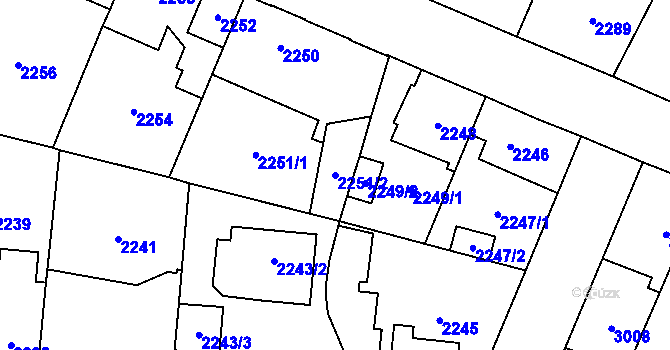 Parcela st. 2251/2 v KÚ Horní Počernice, Katastrální mapa