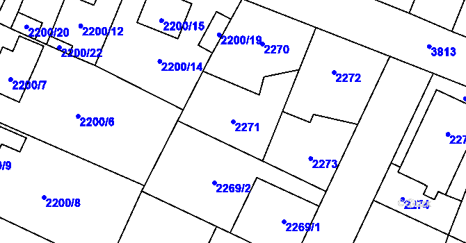 Parcela st. 2271 v KÚ Horní Počernice, Katastrální mapa