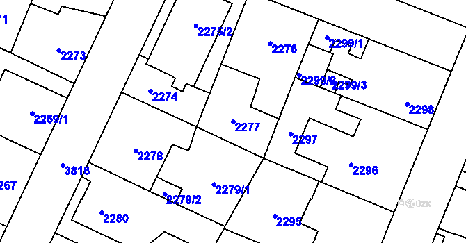 Parcela st. 2277 v KÚ Horní Počernice, Katastrální mapa