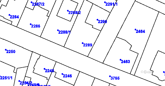 Parcela st. 2289 v KÚ Horní Počernice, Katastrální mapa