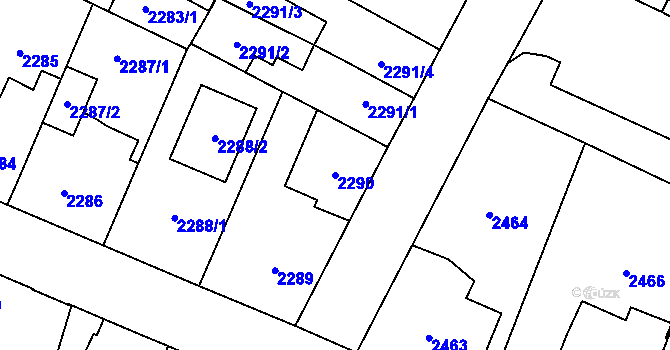 Parcela st. 2290 v KÚ Horní Počernice, Katastrální mapa
