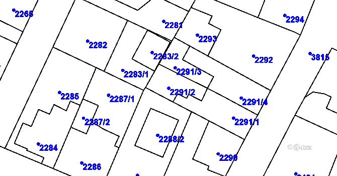 Parcela st. 2291/2 v KÚ Horní Počernice, Katastrální mapa