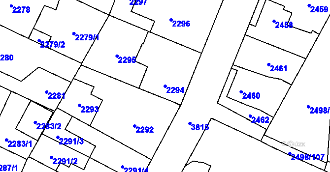 Parcela st. 2294 v KÚ Horní Počernice, Katastrální mapa