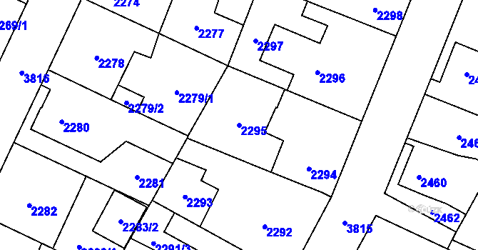Parcela st. 2295 v KÚ Horní Počernice, Katastrální mapa