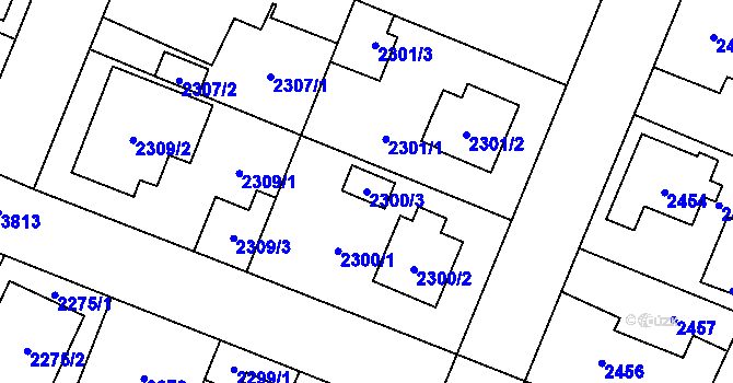 Parcela st. 2300/3 v KÚ Horní Počernice, Katastrální mapa